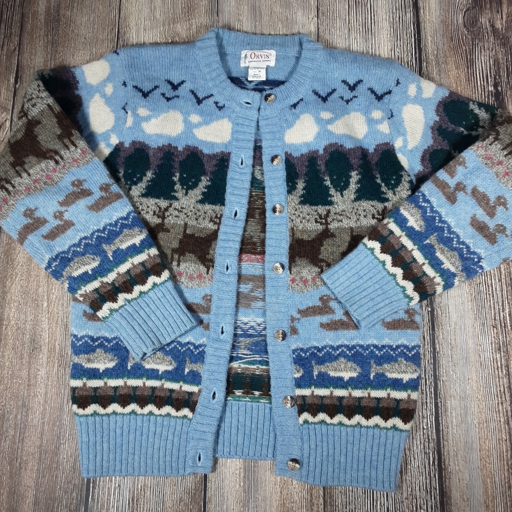 Orvis Vintage outdoor landscape wool cardigan